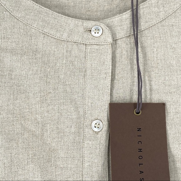 Nicholas K Women's Linen Wrap Shirt Dress Natural - Picture 6 of 12